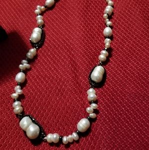 Drusy Cultured Pearl Necklace-NEW-FINAL PRICE